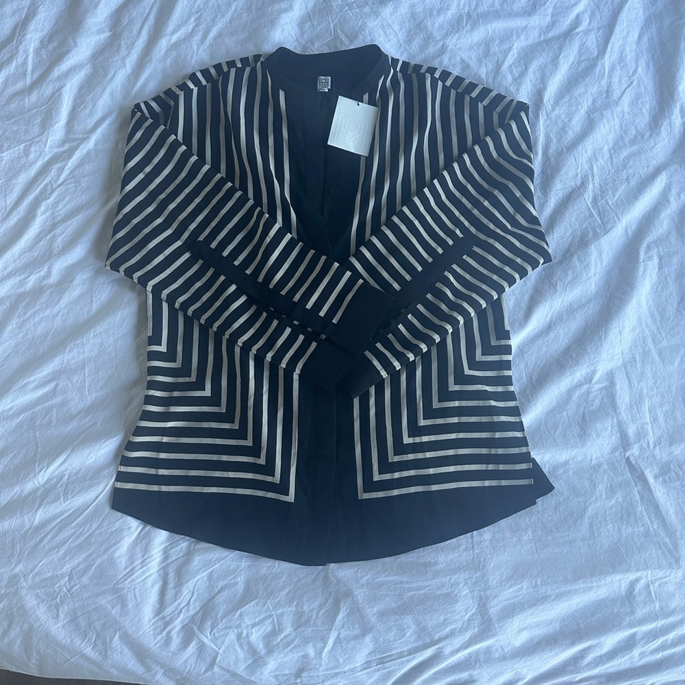 Toteme Striped Silk Crêpe de Chine Wide Leg Pants & Coordinating Top NWT - Picture 9 of 11
